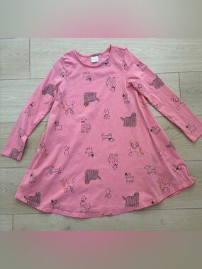 Hanna Andersson Pink Dog Print Long Sleeve Dress